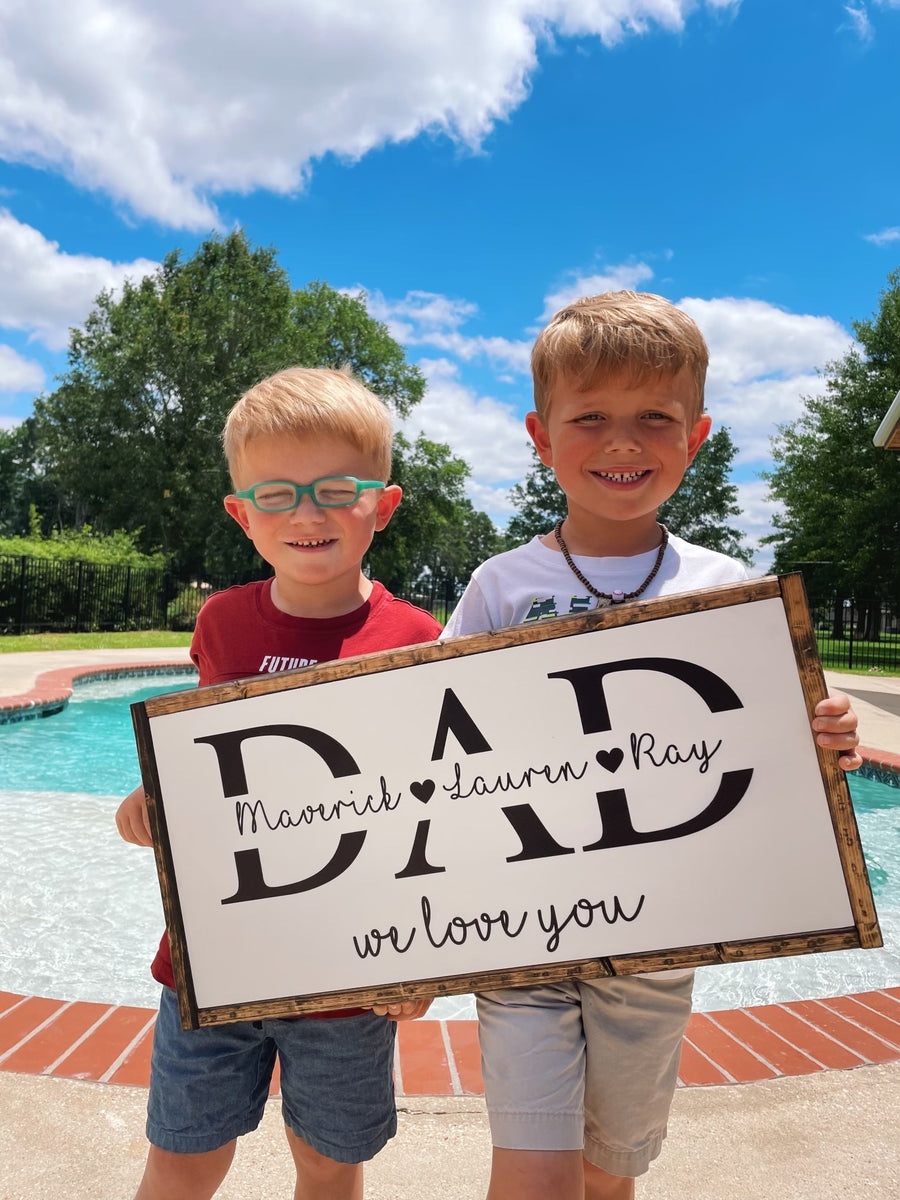 White Framed Dad Signs – Metal Address Signs