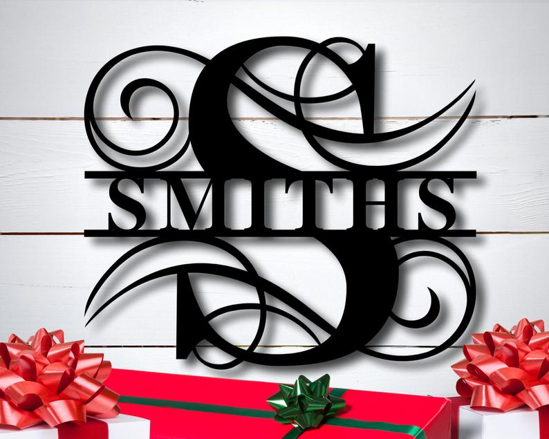 Sharp Monogram Sharp Split Letter Monogram Sign – Metal Address Signs
