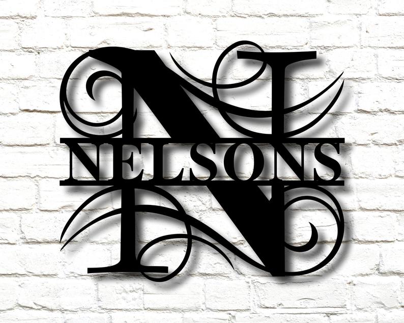 Sharp Split Letter Monogram Sign – Metal Address Signs